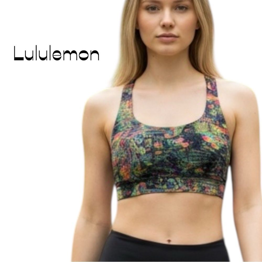 Lululemon Multi Colored Glitch Print Bralette NWOT Size XS Athletic GorpCore